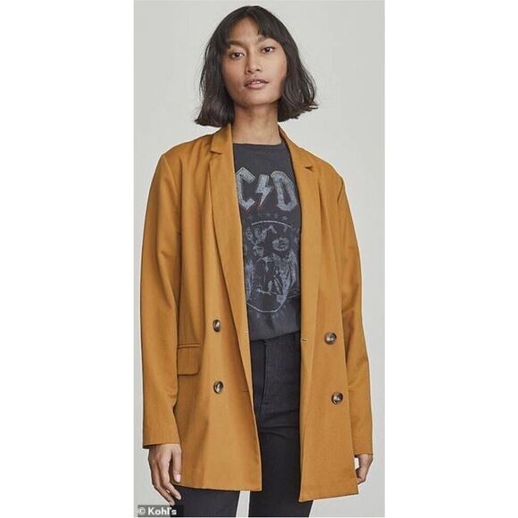 Elizabeth and James Mustard Yellow Double Breasted Long Blazer | Size L - Picture 1 of 9